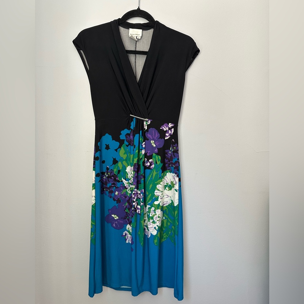 Donna Morgan Black and Blue Floral Dress